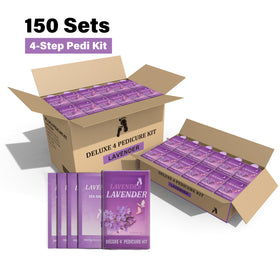 FOOTNICE 150 Sets Scented Foot Care Kit - 4 Step Pedicure Routine with Soak, Scrub, Mask & Butter | Bulk Spa Gift Set for Home & Salon（USA Stock）