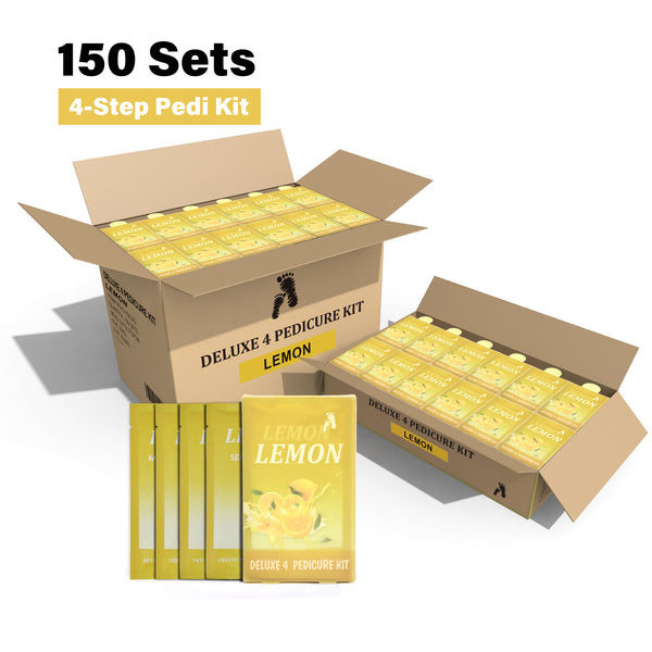 FOOTNICE 150 Sets Scented Foot Care Kit - 4 Step Pedicure Routine with Soak, Scrub, Mask & Butter | Bulk Spa Gift Set for Home & Salon（USA Stock）