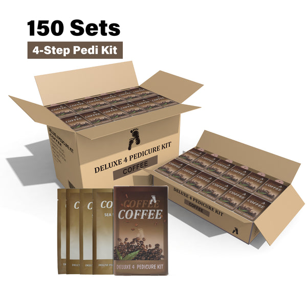FOOTNICE 150 Sets Scented Foot Care Kit - 4 Step Pedicure Routine with Soak, Scrub, Mask & Butter | Bulk Spa Gift Set for Home & Salon（USA Stock）
