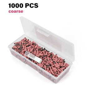 FOOTNICE 1000 PCS Sanding Bands Bulk - Coarse/Medium/Fine 3 Grits 3mm Nail Drill Bits | Includes 1 Mandrel | Salon Manicure Tools | USA Stock