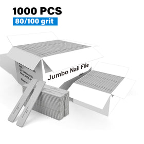 FOOTNICE 1000 PCS Professional Jumbo Nail Files - Salon Bulk Double-Sided 80/80 Grit Zebra Design - Reusable Manicure Files for Nail Techs & Salons