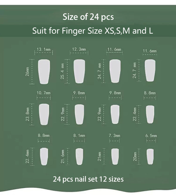 24 chiếc móng tay in ấn có chiều dài trung bình