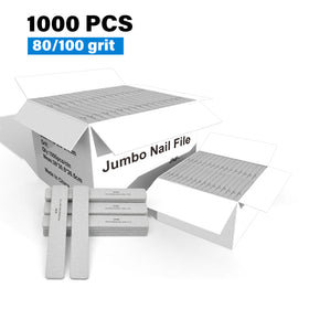 FOOTNICE 1000 PCS Professional Jumbo Nail Files - Salon Bulk Double-Sided 80/80 Grit Zebra Design - Reusable Manicure Files for Nail Techs & Salons