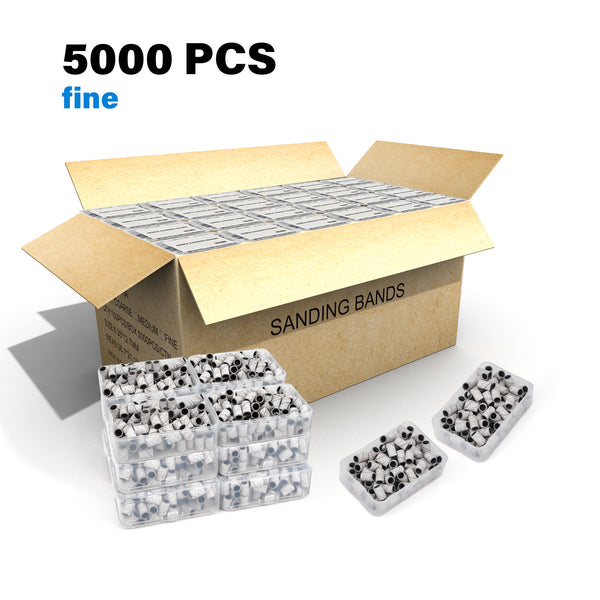 Footnice 5000 PCS Zebra Sanding Bands Bulk - Coarse/Medium/Fine 3 Grits 6.3mm Nail Drill Bits | Includes Mandrel | Salon Manicure Tools | USA Stock