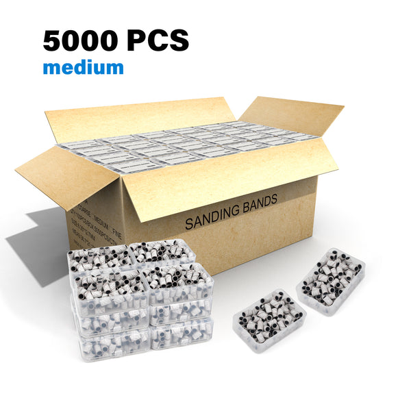 Footnice 5000 PCS Zebra Sanding Bands Bulk - Coarse/Medium/Fine 3 Grits 6.3mm Nail Drill Bits | Includes Mandrel | Salon Manicure Tools | USA Stock