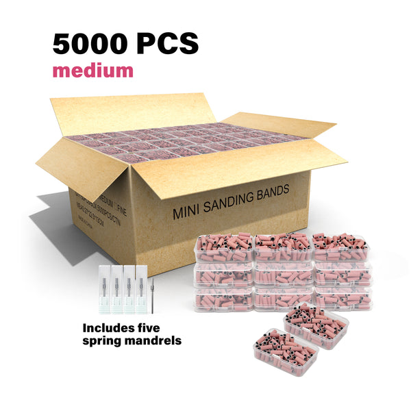 Footnice 5000 PCS Sanding Bands Bulk - Coarse/Medium/Fine 3 Grits 3mm Nail Drill Bits | Salon Manicure Tools | USA Stock