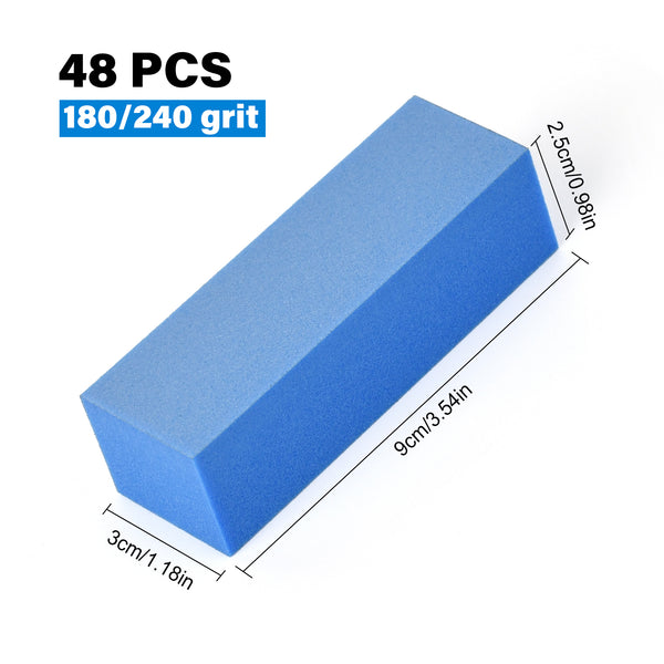 FOOTNICE 48 PCS Nail Buffer Blocks, 180/240 Grit 3-Way Buffing Pads Salon Quality, For Gel Polish & Acrylics, Natural Nail File & Shine | USA Stock