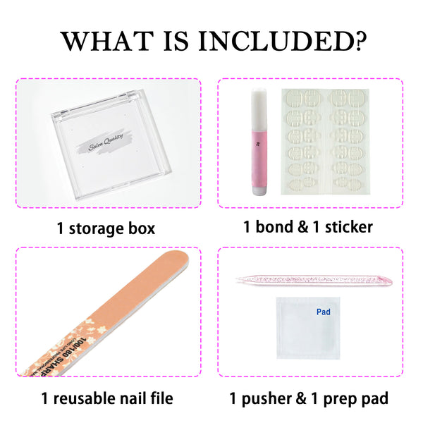 FOOTNICE Handmade Salon-Grade Press-On Nails Set, 3D Floral French Tip Almond Shape, Reusable Complete Manicure Kit with Storage Box & Nail Tools