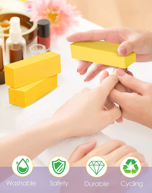 (5 CÁI) 240 Grit Yellow 3 Ways Nail Buffer Khối hoàn thiện cho sơn móng gel và sơn mài